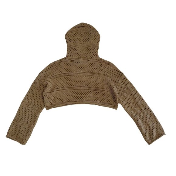 Sincerely Jules Cropped Beige Knit Hoodie Sweater Womens S. NWT. - Picture 2 of 6